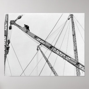 Póster Trabajador de construcción volando alto