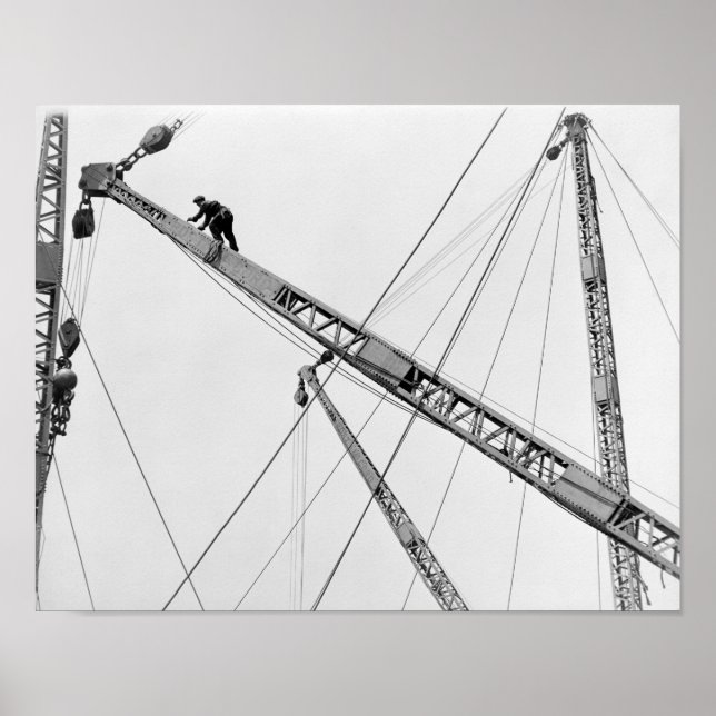 Póster Trabajador de construcción volando alto (Frente)