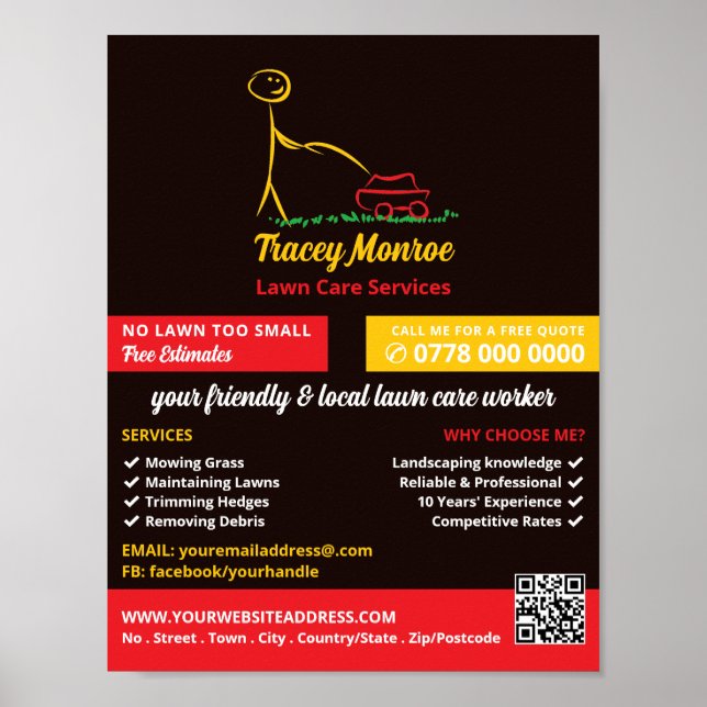 Póster Trabajador de cuidado del jardín, Servicios de ate (Frente)