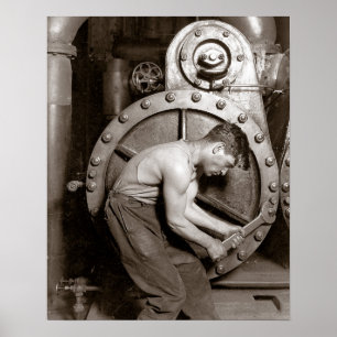 Póster Trabajador de la central eléctrica, 1920. Foto ant
