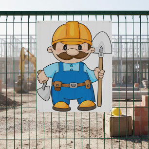 Póster Trabajador de la Construcción Albañil con Pala