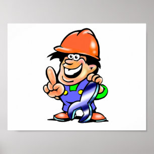 Póster Trabajador de la construcción de dibujos animados 