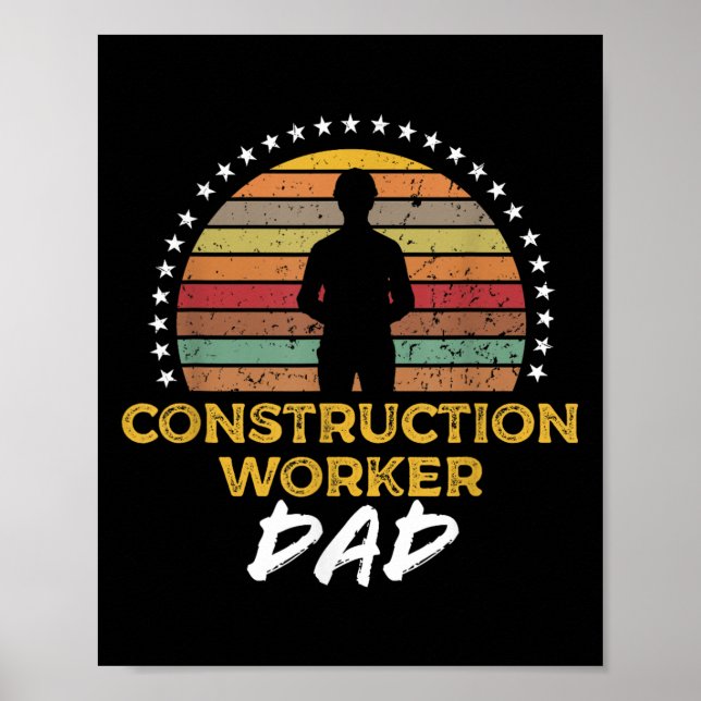 Póster Trabajador de la Construcción Papá, Funny Foreman  (Frente)