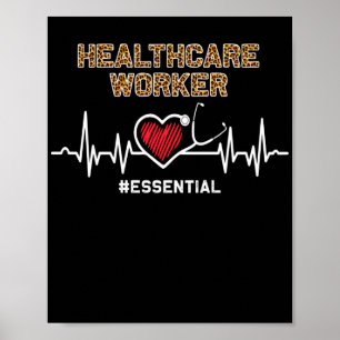 Póster Trabajador de la salud latido cardíaco esencial de