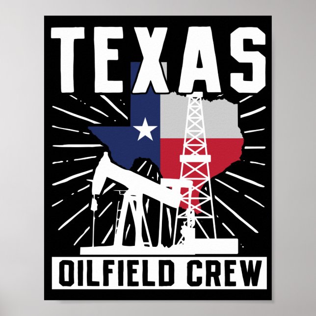 Póster Trabajador de Oilfield Roughneck Texas Oilfield (Frente)