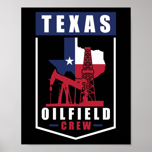 Póster Trabajador de Oilfield Roughneck Texas Oilfield (Frente)