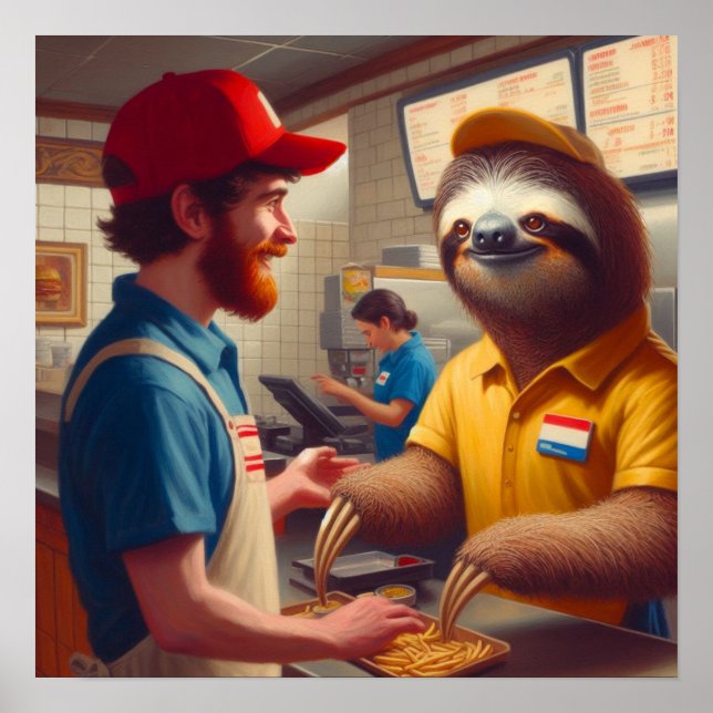 Póster Trabajador de Sloth Fast Food (Frente)