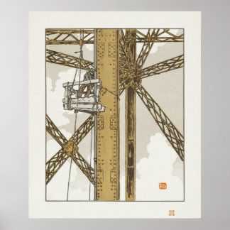 Póster Trabajador del hierro trabajando en la Torre