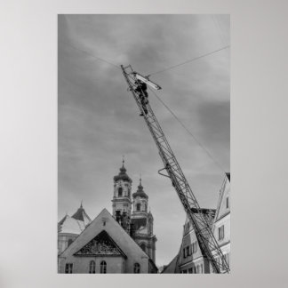 Póster Trabajador europeo de la luz negro y blanco 1968