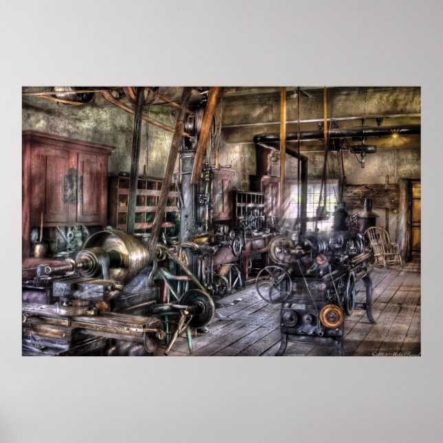 Póster Trabajador metalizado - Correas y pullias (Frente)