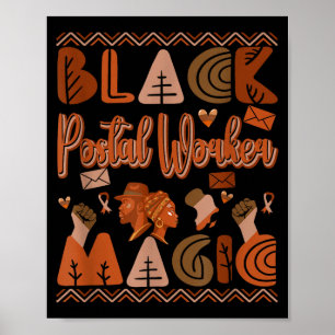 Póster Trabajador Postal de Traje Negro Orgulloso Afro Hi