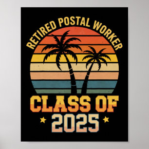 Póster Trabajador Postal Jubilado Vintage Clase De 2025 D
