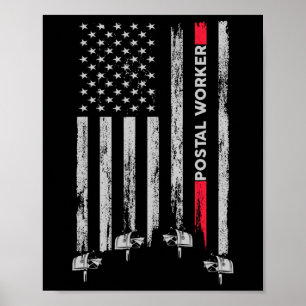 Póster Trabajador Postal Vintage Usa Bandera Americana Co