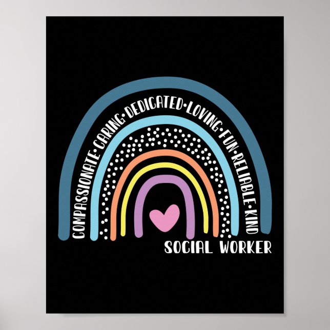 Póster Trabajador social compasivo, cuidado dedicado (Frente)