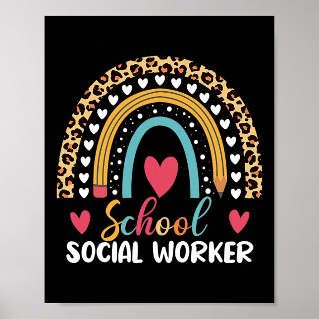 Póster Trabajador social de la escuela Boho Rainbow (Frente)