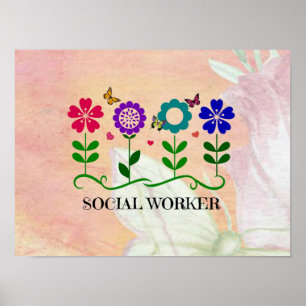 Póster Trabajador social, Diseño de Pastel Springtime,