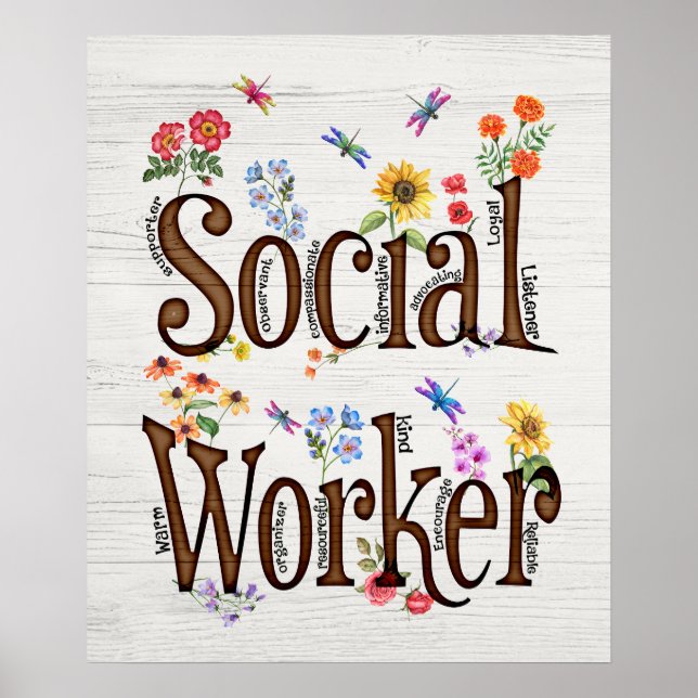 Póster Trabajador social Inspirador y motivador (Frente)