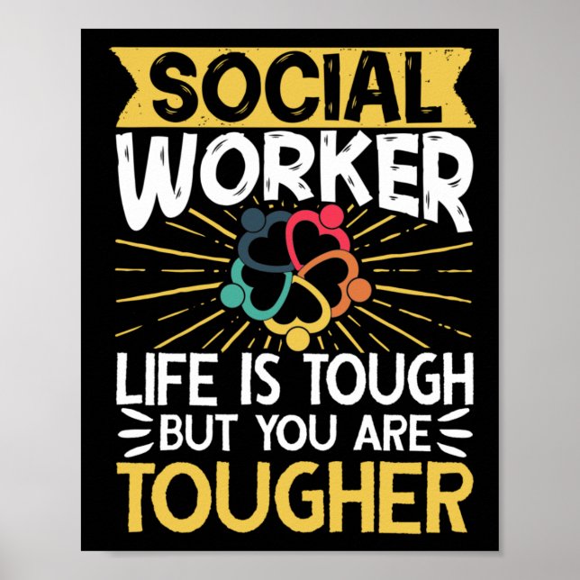 Póster Trabajador social La vida laboral es difícil, pero (Frente)