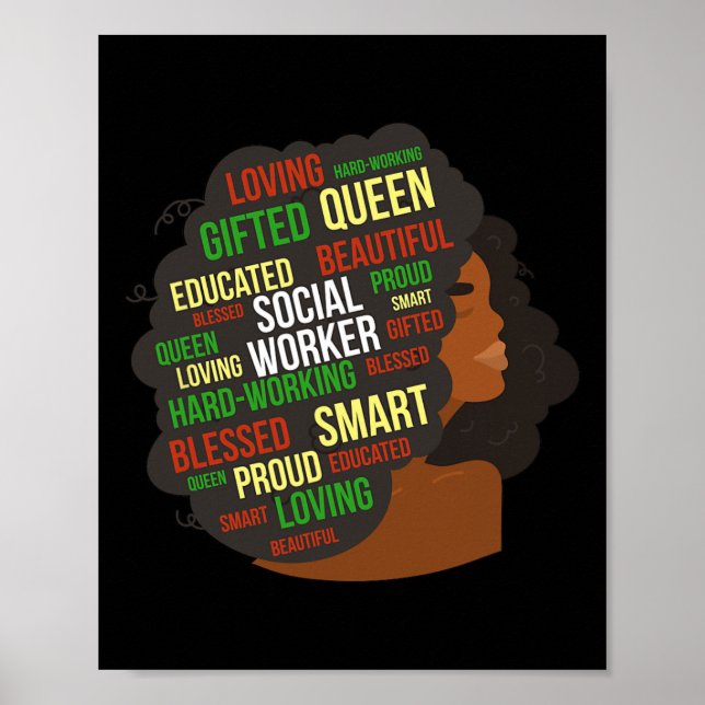 Póster Trabajador social negro trabajador social afroamer (Frente)