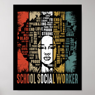 Póster Trabajadora social escolar Mujeres africanas viole