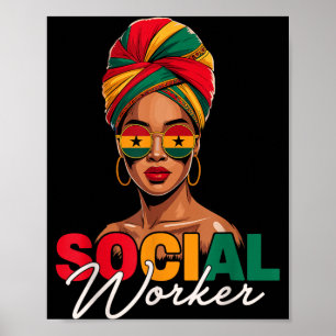 Póster Trabajadora Social Mujer Afro Mes de la Historia N
