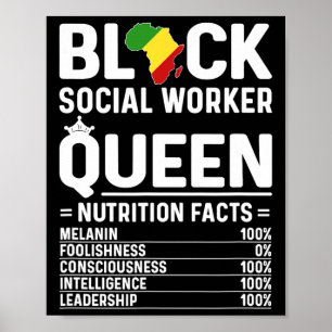 Póster Trabajadora Social Negra Reina Social Americana Af