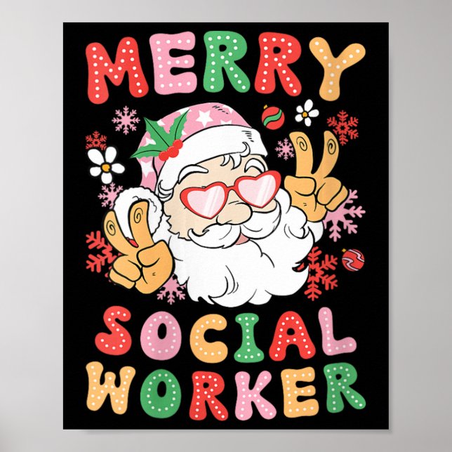 Póster Trabajadoras sociales que trabajan mucho con mujer (Frente)