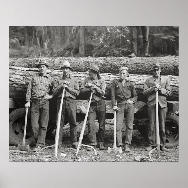 Póster Trabajadores de aserradero de Idaho, 1939. Foto an (Frente)