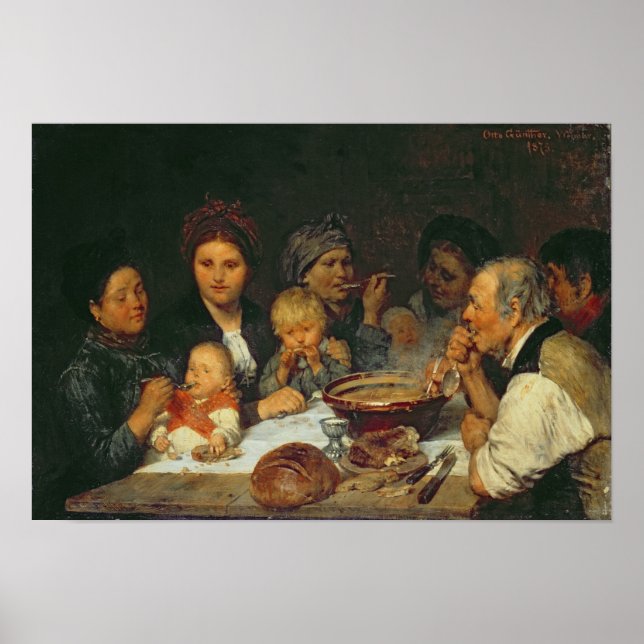 Póster Trabajadores en una mesa, Thueringen, 1875 (Frente)