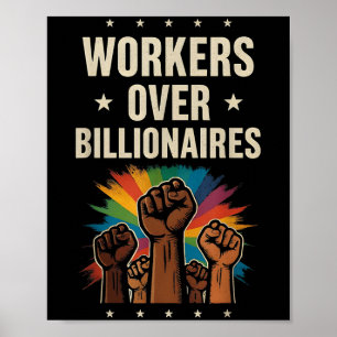 Póster Trabajadores por multimillonarios protestan por dí