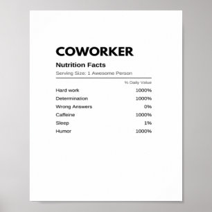 Póster Trabajadores y colegas divertidos datos sobre nutr
