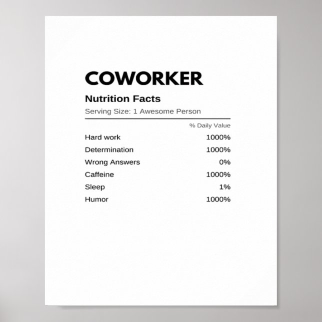 Póster Trabajadores y colegas divertidos datos sobre nutr (Frente)