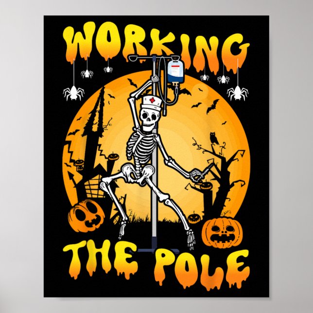 Póster trabajando con la enfermera de polos Halloween div (Frente)