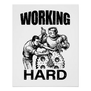 Póster trabajando duro
