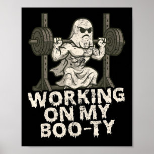 Póster Trabajando en mi gracioso Ghos Muscular Halloween
