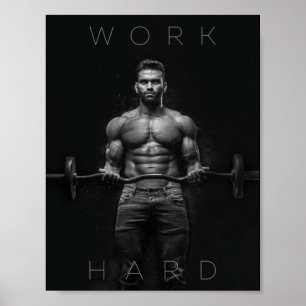 Póster Trabajar duro Gimnasio motivacional
