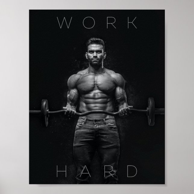 Póster Trabajar duro | Gimnasio motivacional (Frente)