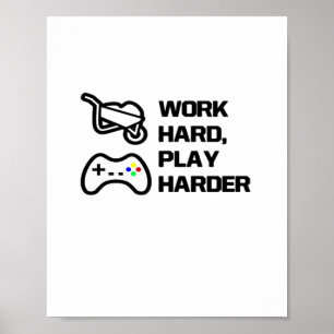 Póster Trabajar duro, reproducir el diseño de instruccion