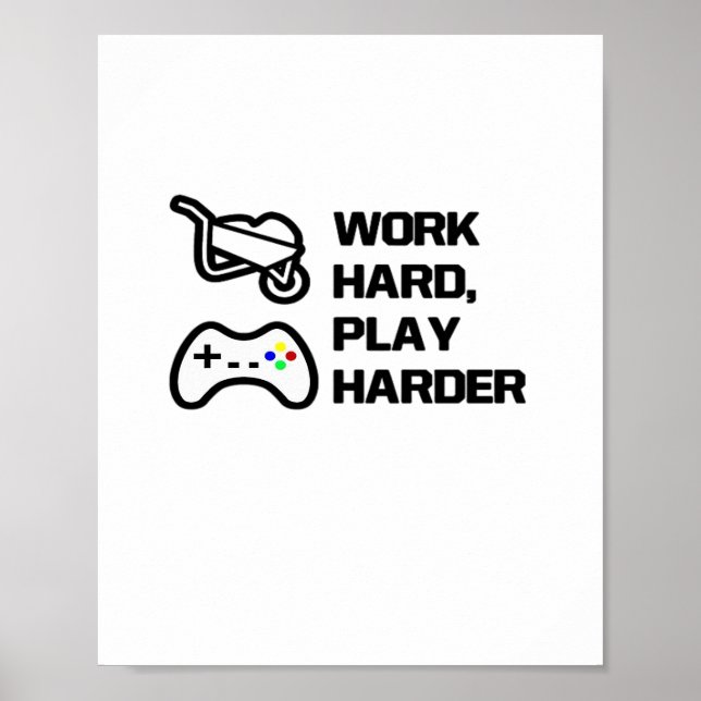 Póster Trabajar duro, reproducir el diseño de instruccion (Frente)