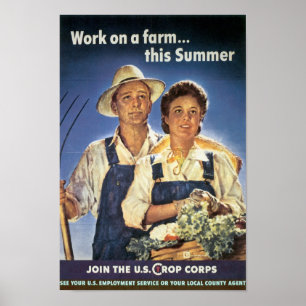 Póster Trabajar en una granja... Este verano