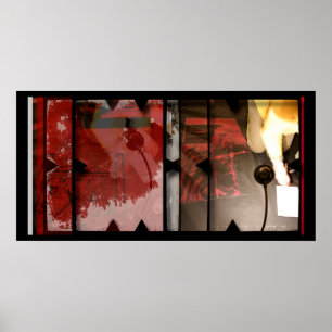 Póster Trabajo abierto sobre el poster de fotomontaje de 