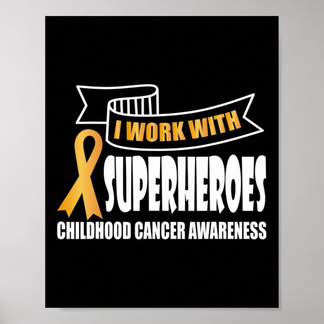 Póster Trabajo con superhéroes Cinta Cáncer Infantil Aw (Frente)