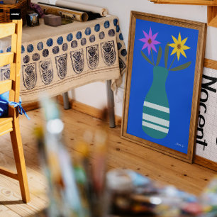 Póster Trabajo de arte vectorial de jarrón con dos flores