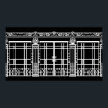 PÓSTER TRABAJO DE HIERRO ART DECO DE AUDREY: BLANCO EN NE<br><div class="desc">El Ironwork de Audrey es la cerca de hierro forjado y el diseño de la puerta desde el fondo de nuestro diseño de moda Art Deco "Audrey". La composición en hierro se ha creado con varias fotos de piezas de hierro Art Déco francesas: vallas, puertas, columnas y un diseño de...</div>