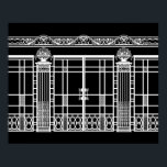 PÓSTER TRABAJO DE HIERRO ART DECO DE AUDREY: BLANCO EN NE<br><div class="desc">El Ironwork de Audrey es la cerca de hierro forjado y el diseño de la puerta desde el fondo de nuestro diseño de moda Art Deco "Audrey". La composición en hierro se ha creado con varias fotos de piezas de hierro Art Déco francesas: vallas, puertas, columnas y un diseño de...</div>
