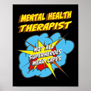 Póster Trabajo de superhéroe divertido para terapeutas de