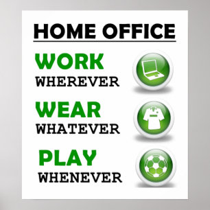 Póster Trabajo Desde Oficina en Casa Divertido