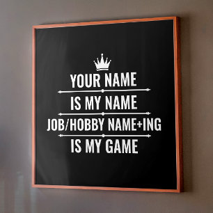 Póster Trabajo divertido personalizado y nombre de aficio