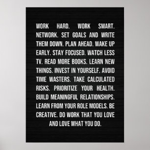 Póster Trabajo duro - Éxito y Poster motivacional del Gym