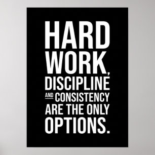 Póster Trabajo duro y disciplina - Gimnasio, rizo, éxito